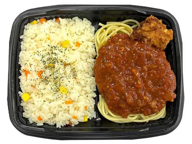 Garlic Tomato Sauce Hamburg Steak & Karaage Bento