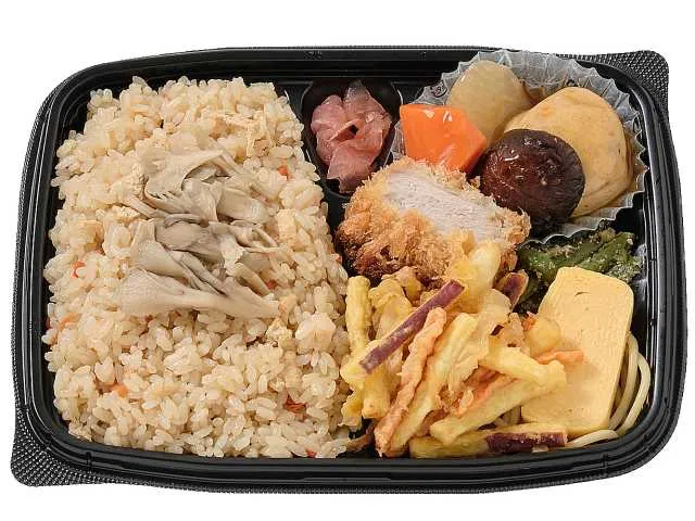 Maitake Rice Makunouchi Bento with Sweet Potato Kakiage