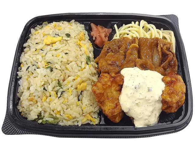 Hiroshima Greens Fried Rice, Chicken Nanban & Pork Yakiniku Bento