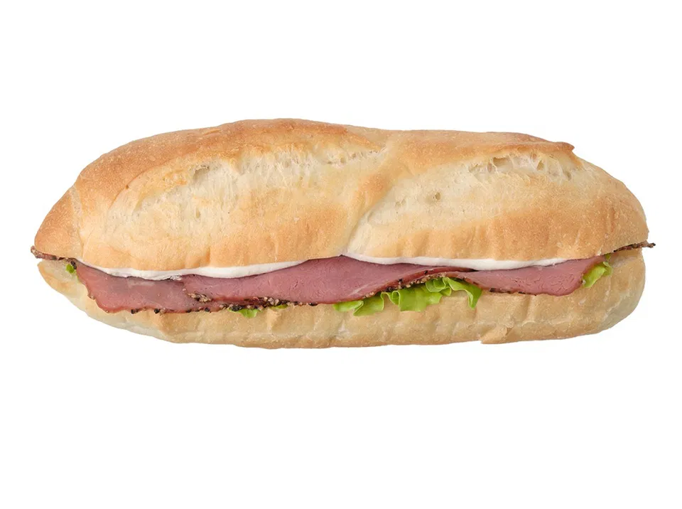 Pastrami & Cream Cheese Baguette Sandwich