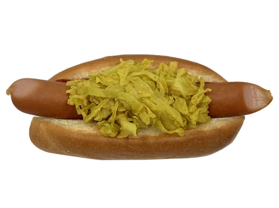Hot Dog with Curry Cabbage Topping