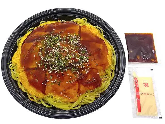 Hiroshima-style Okonomiyaki with Meat, Egg & Soba
