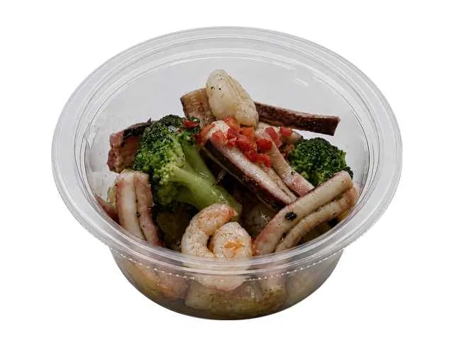 Squid and Shrimp with Broccoli in Olive Oil