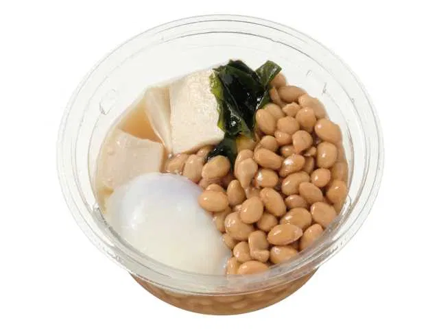 Protein-rich natto with dashi-soy sauce and soft-boiled egg