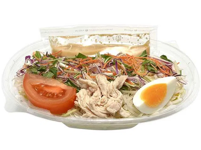 Hokkaido Specialty Ramen Salad with Steamed Chicken and Soft-Boiled Egg