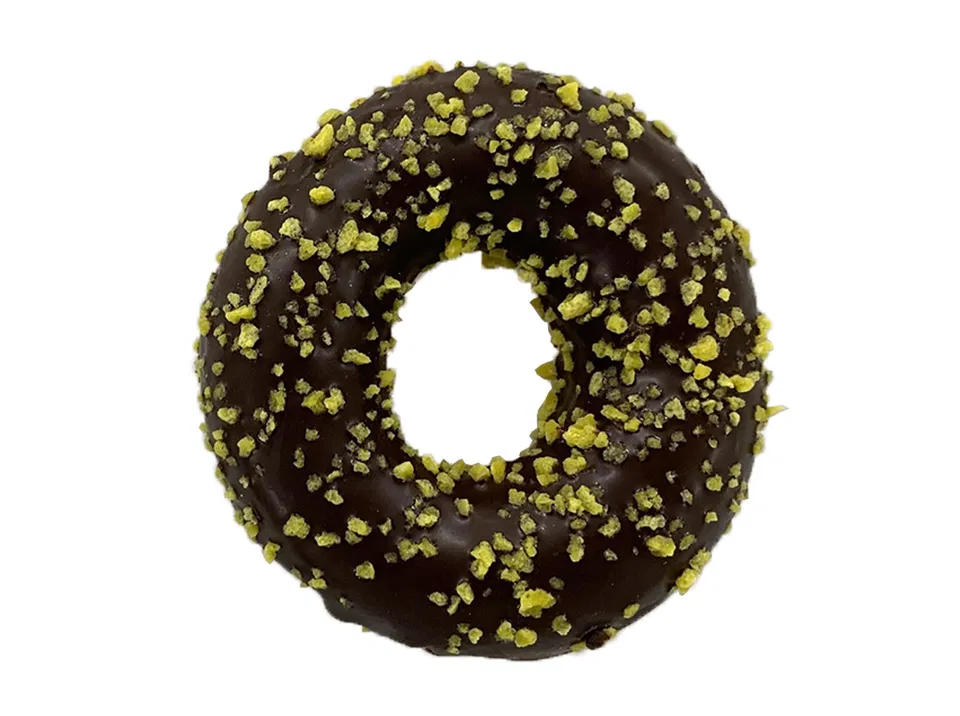 Chewy Donut with Chocolate Coating and Crumble