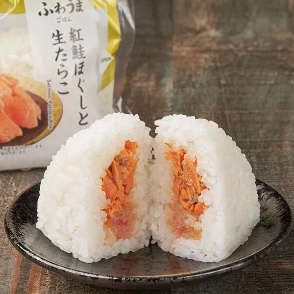 Salmon Flake and Raw Cod Roe Onigiri