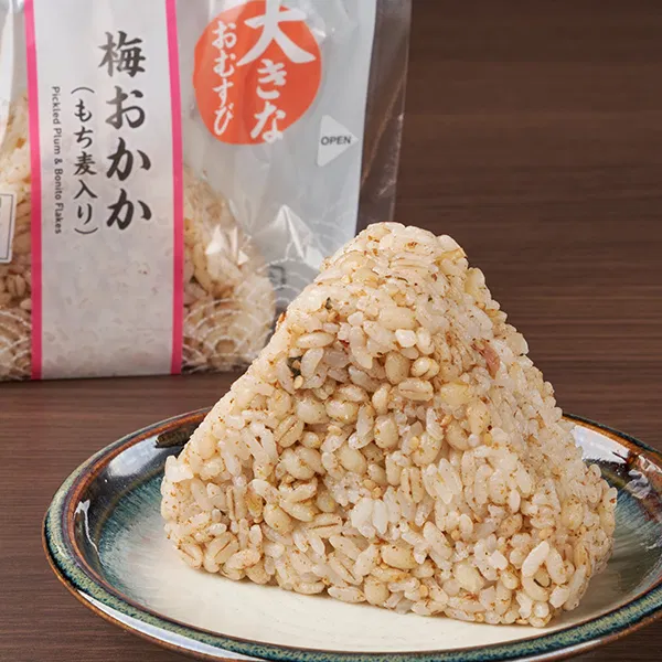 Kansai-Style Large Mochi-Barley Onigiri with Ume Paste and Bonito Flakes