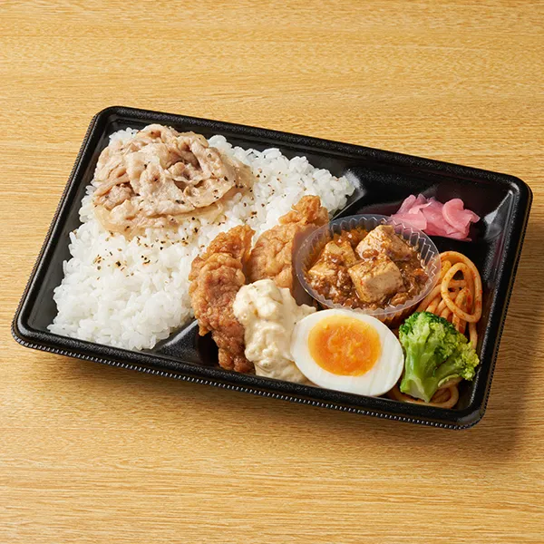 Chugoku Region Collaboration – RCC Radio's Heisei Radio Variety 'Gozen-sama-sama' Collab: Eat Up Muscle! Nanban & Mapo Greedy Mix Bento