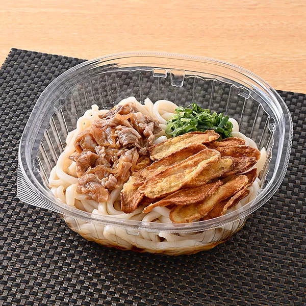 Kyushu-Style Cold Udon with Sweet-and-Spicy Braised Beef and Burdock Tempura