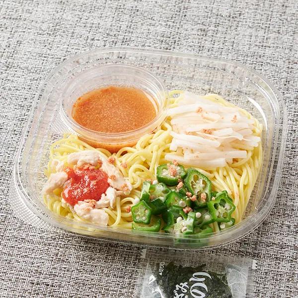 Chilled Fresh Pasta with Steamed Chicken and Mentaiko