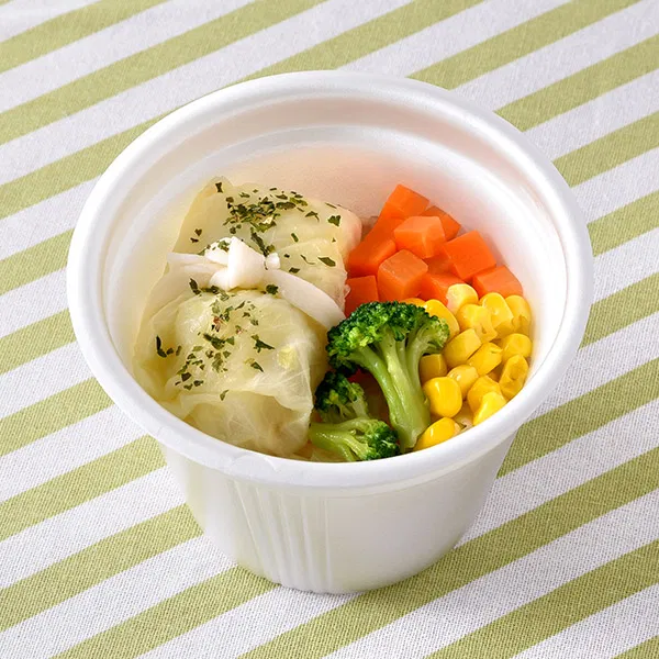 Consommé with Stuffed Cabbage and Colorful Vegetables