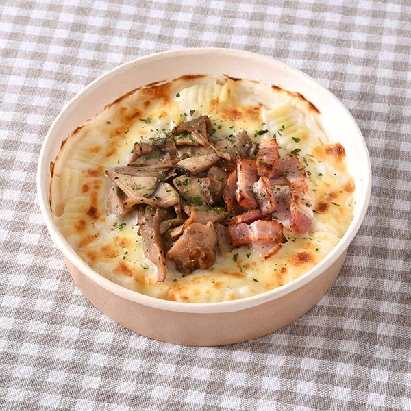 Mushroom and Bacon Gratin