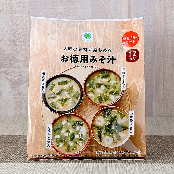 Value-pack miso soup with 4 selectable ingredients, 12 servings