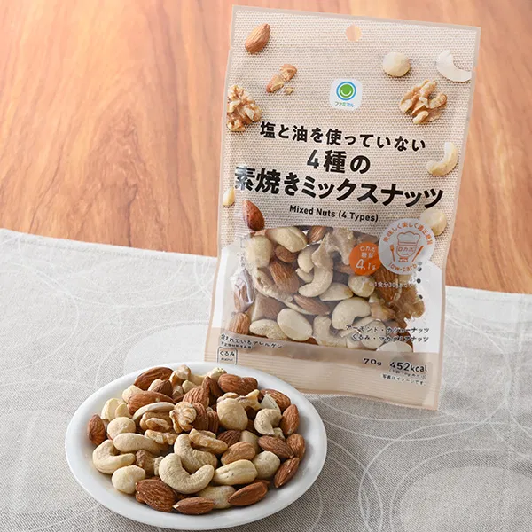 Four Kinds of Unsalted Dry-Roasted Nuts