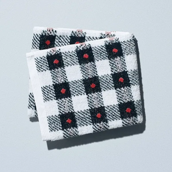 Soft Face Towel – Check / Red Dot