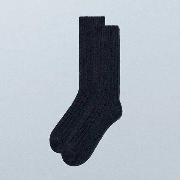 Low-Gauge Knit Socks - Black
