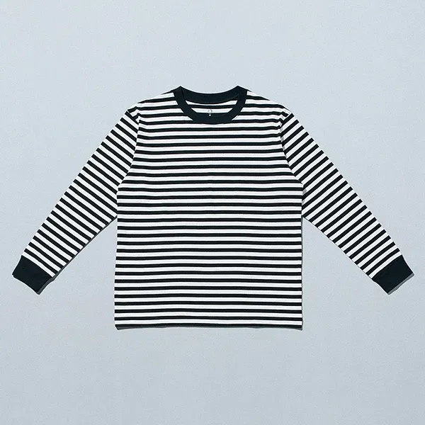 Striped Long-Sleeve Outer T-Shirt (White/Black)