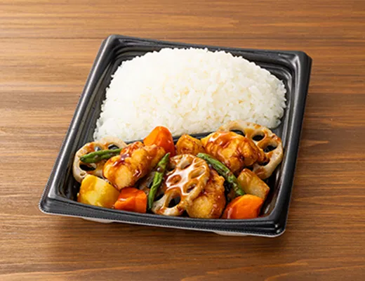 Large Rice Portion! Sweet-and-Sour Chicken and Vegetables Bento