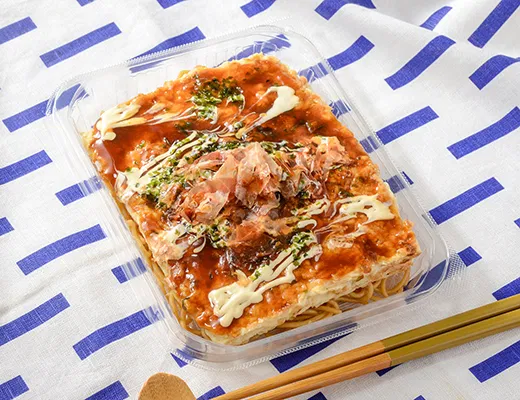 Yatai-Style Okonomiyaki (Squid) & Yakisoba