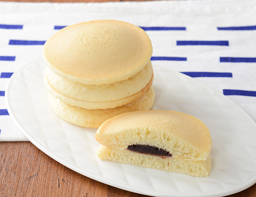 Fluffy Mochi Pancakes with Red Bean Paste and Butter - 2 Pieces