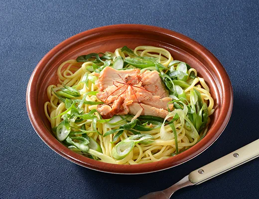 Fresh Pasta with Premium Dashi, Sakurajima Chicken & Kujo Green Onions