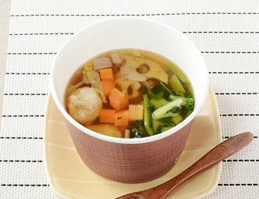 Fiber-rich Japanese-style soup with jidori chicken broth