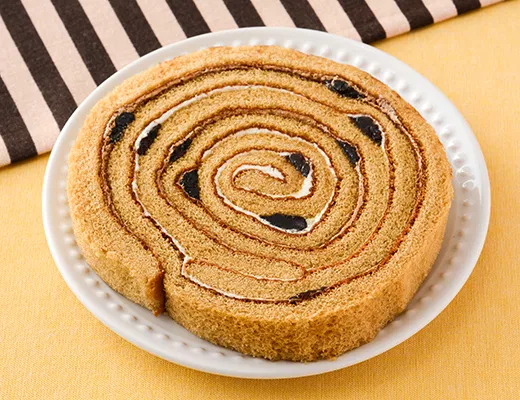 Coffee & Vanilla Swirl Roll Cake